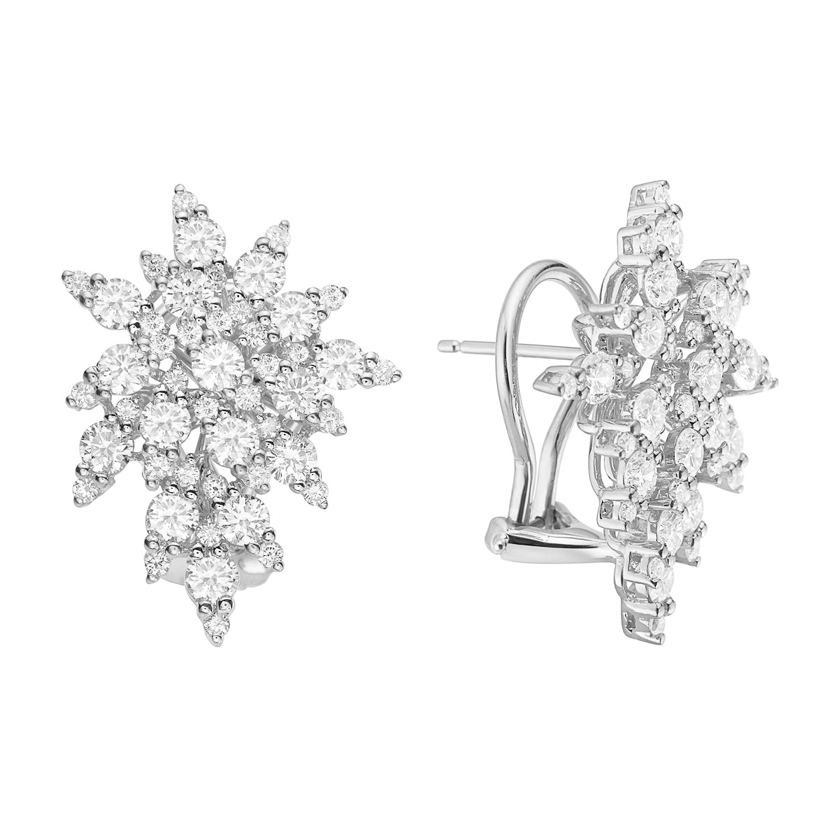 18K White Gold Diamond Earrings, 3.2ct