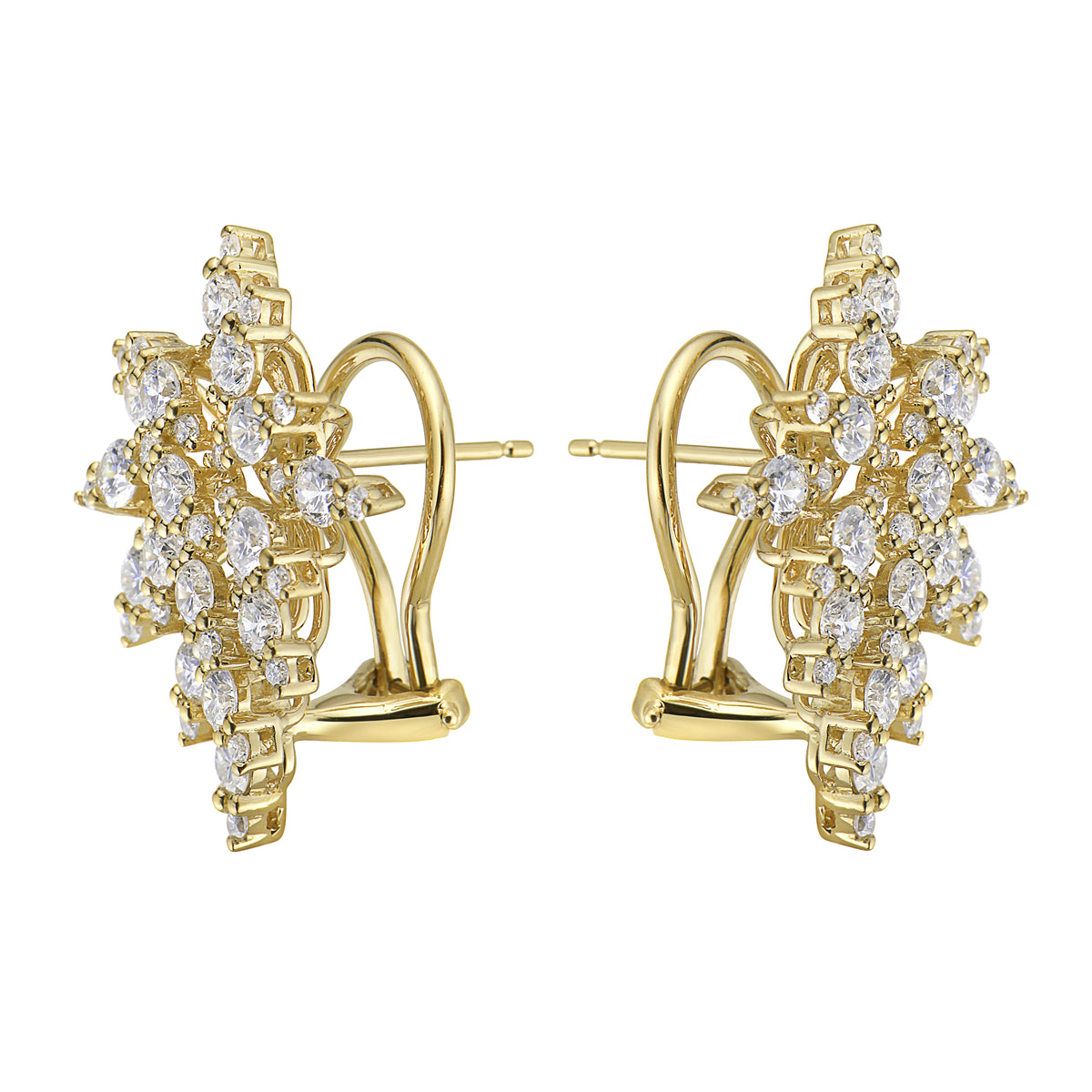 18K Yellow Gold Diamond Earrings, 3.28ct