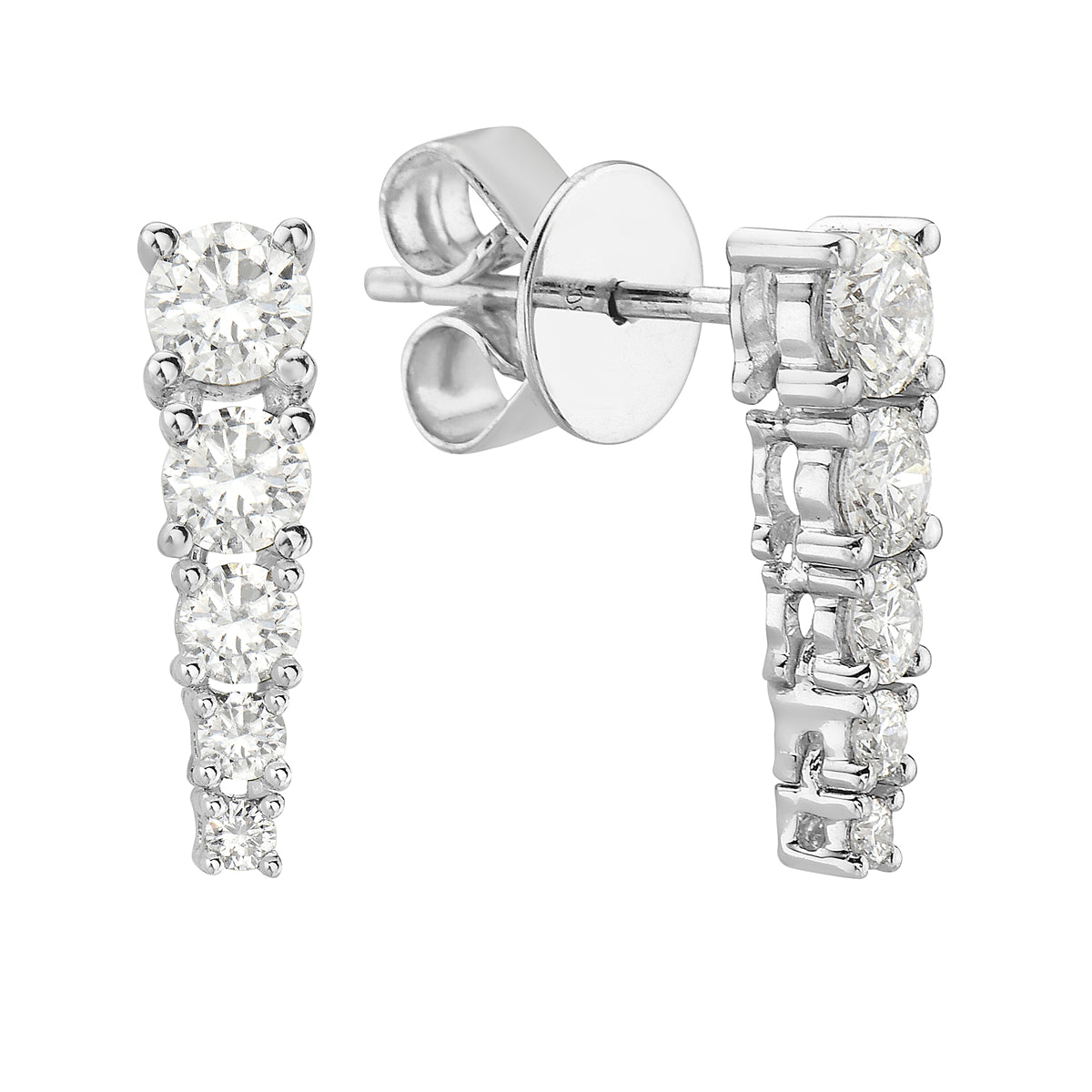 18K White Gold Diamond Earrings, 0.72ct