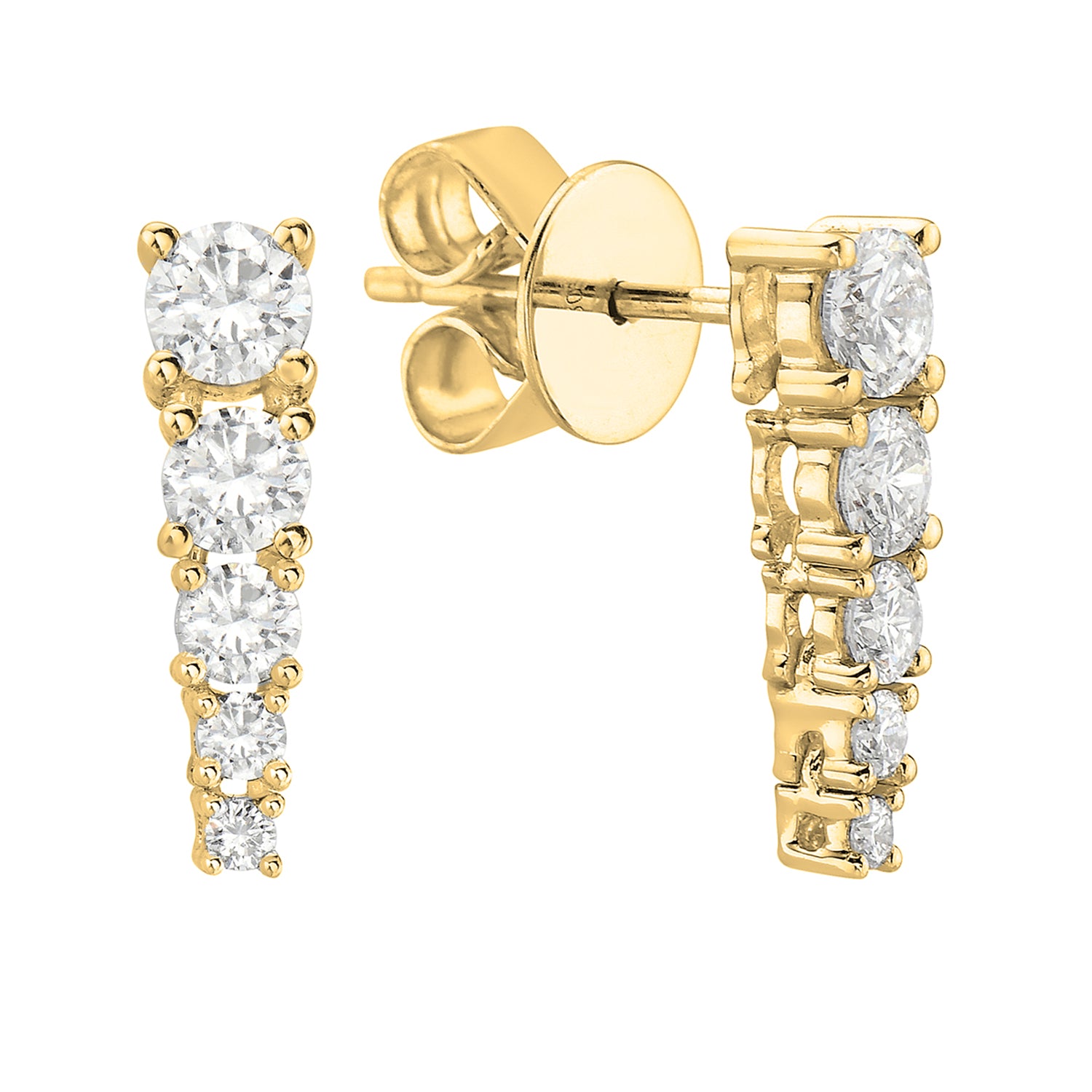 18K Yellow Gold Diamond Earrings, 0.72ct