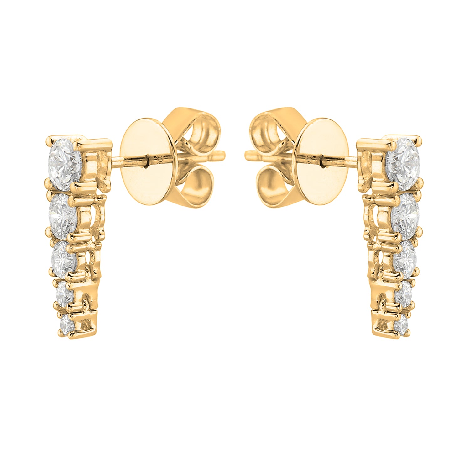 18K Yellow Gold Diamond Earrings, 0.72ct