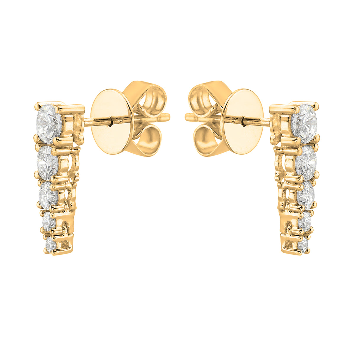 18K Yellow Gold Diamond Earrings, 0.72ct