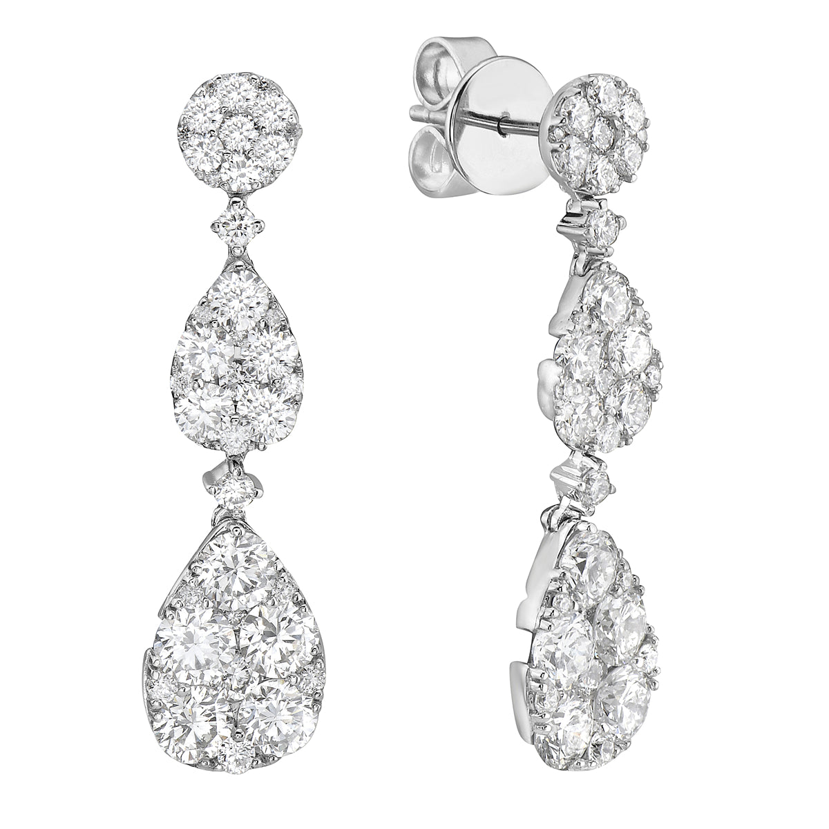 18K White Gold Diamond Earrings, 3.2ct