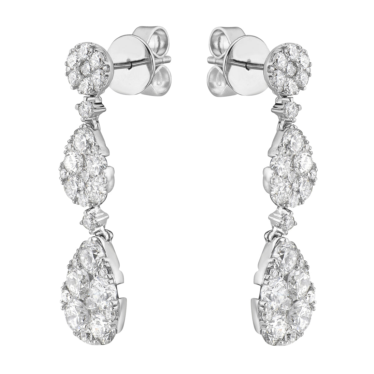 18K White Gold Diamond Earrings, 3.2ct