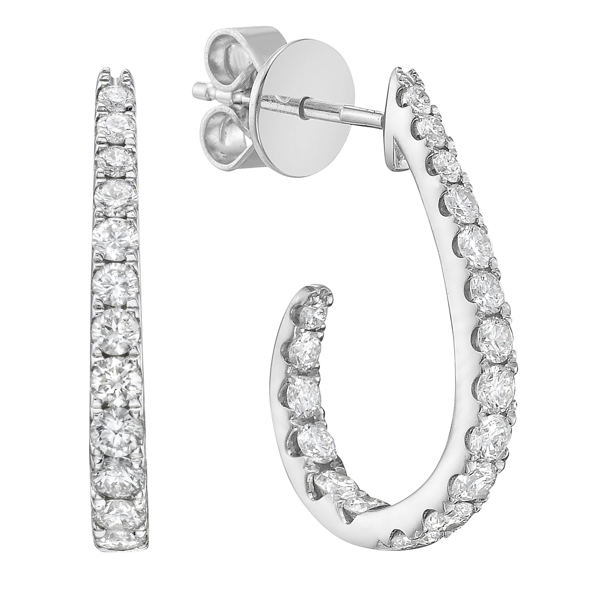 14K White Gold Diamond Earrings, 0.81ct