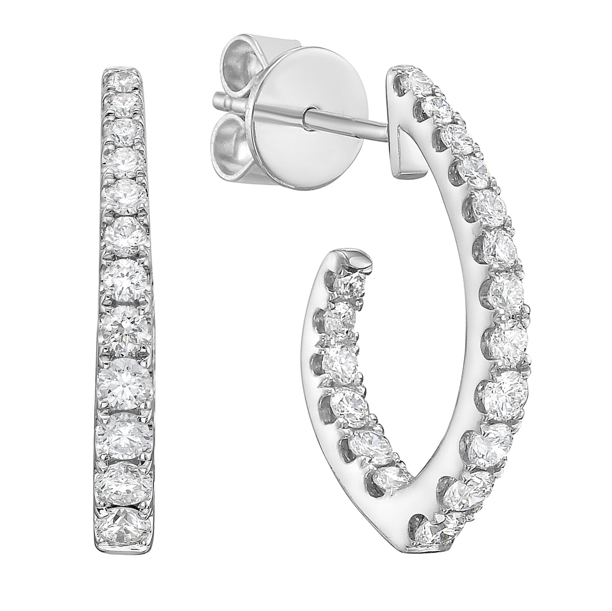 14K White Gold Diamond Earrings, 0.7ct