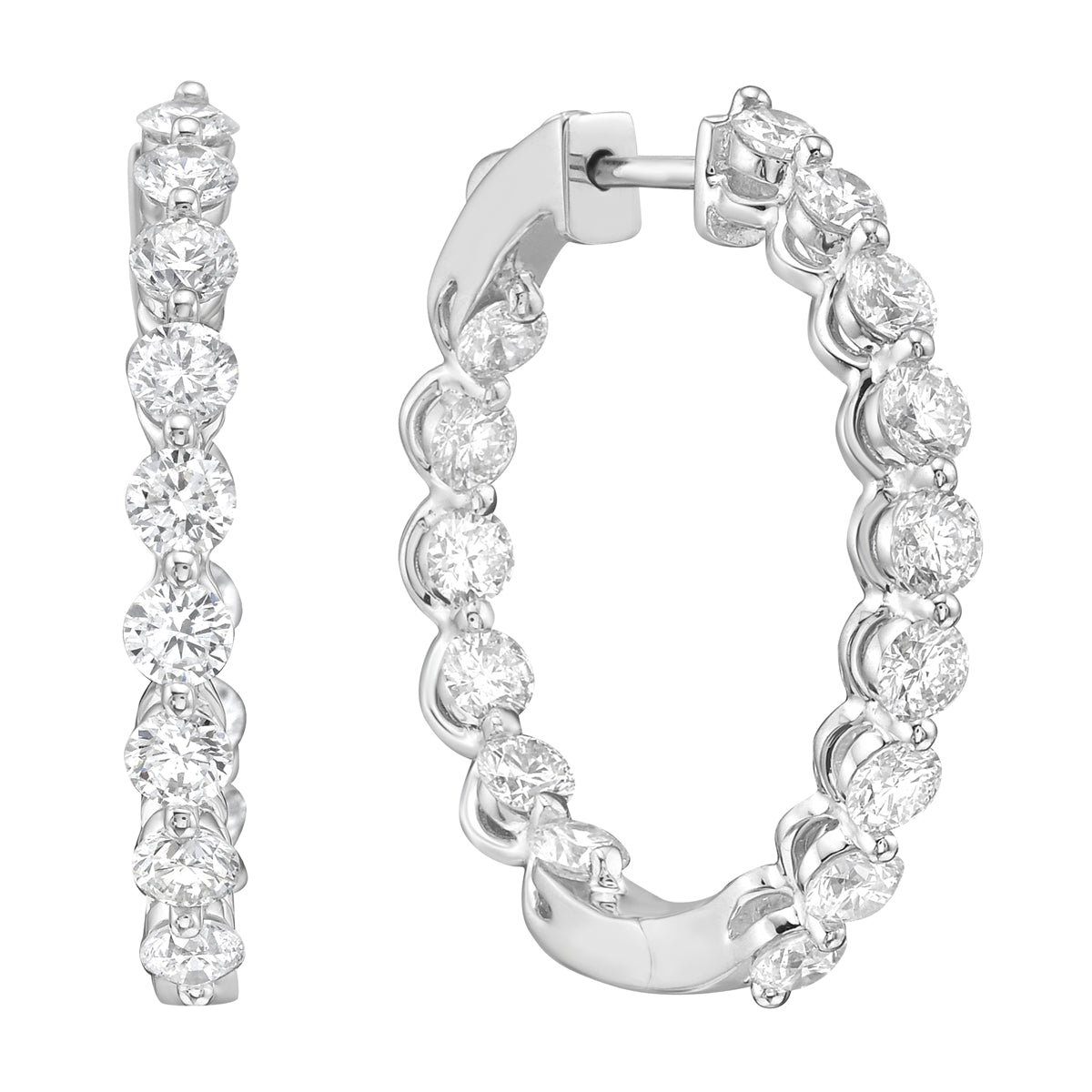 14K White Gold Diamond Earrings, 2.95ct