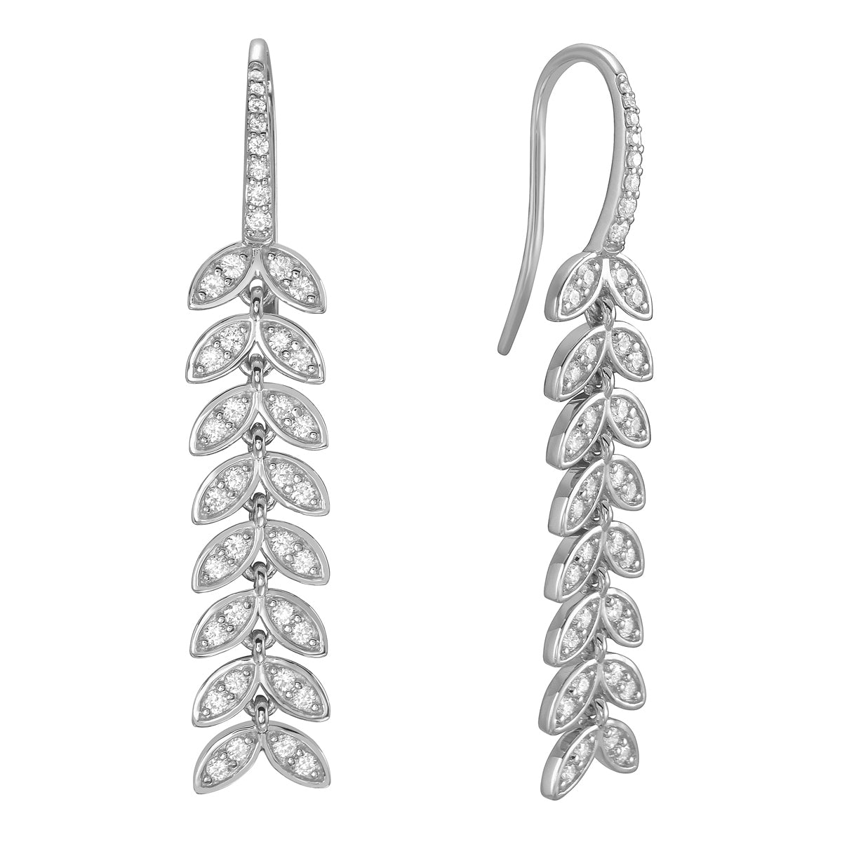 18K White Gold Diamond Earrings, 0.88ct