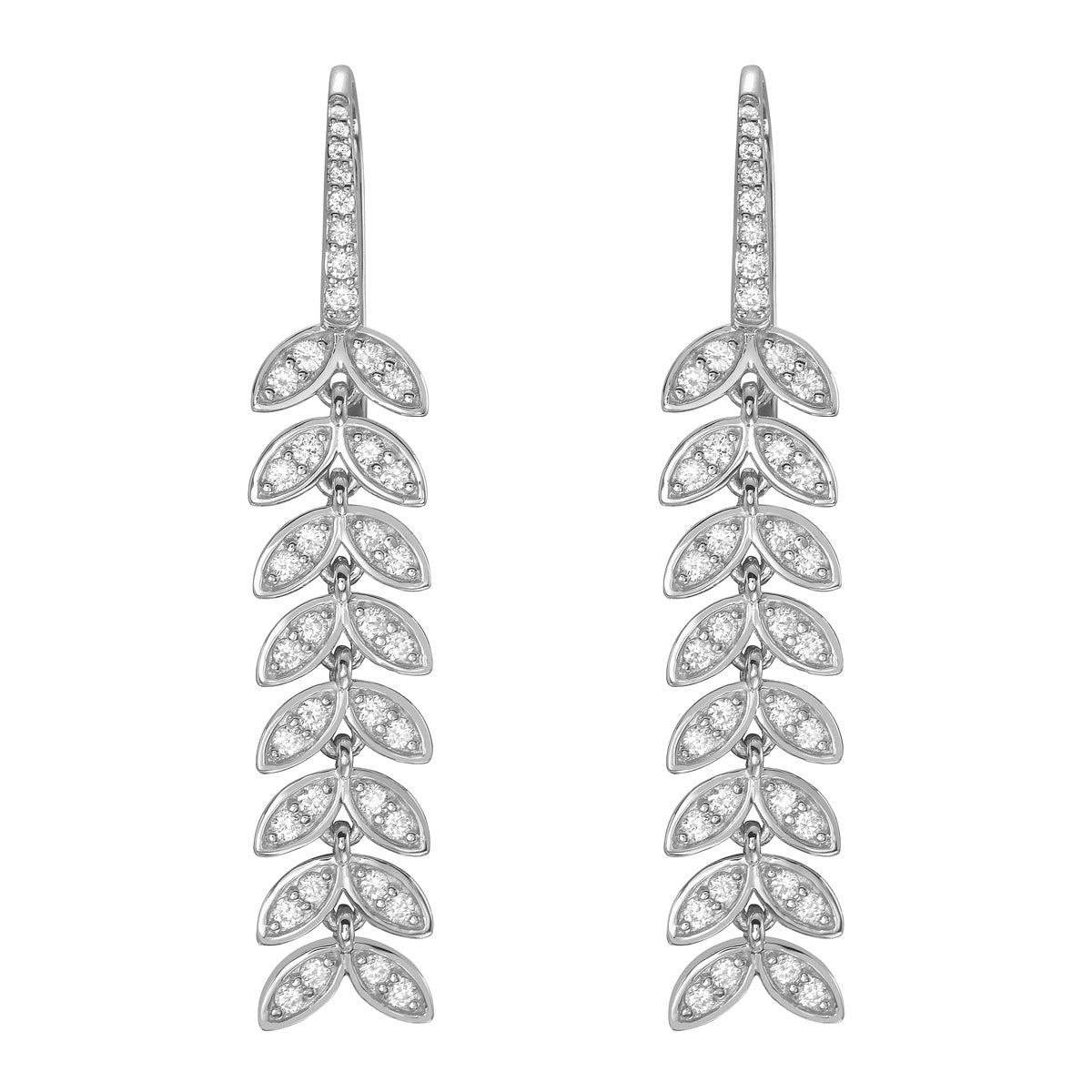 18K White Gold Diamond Earrings, 0.88ct