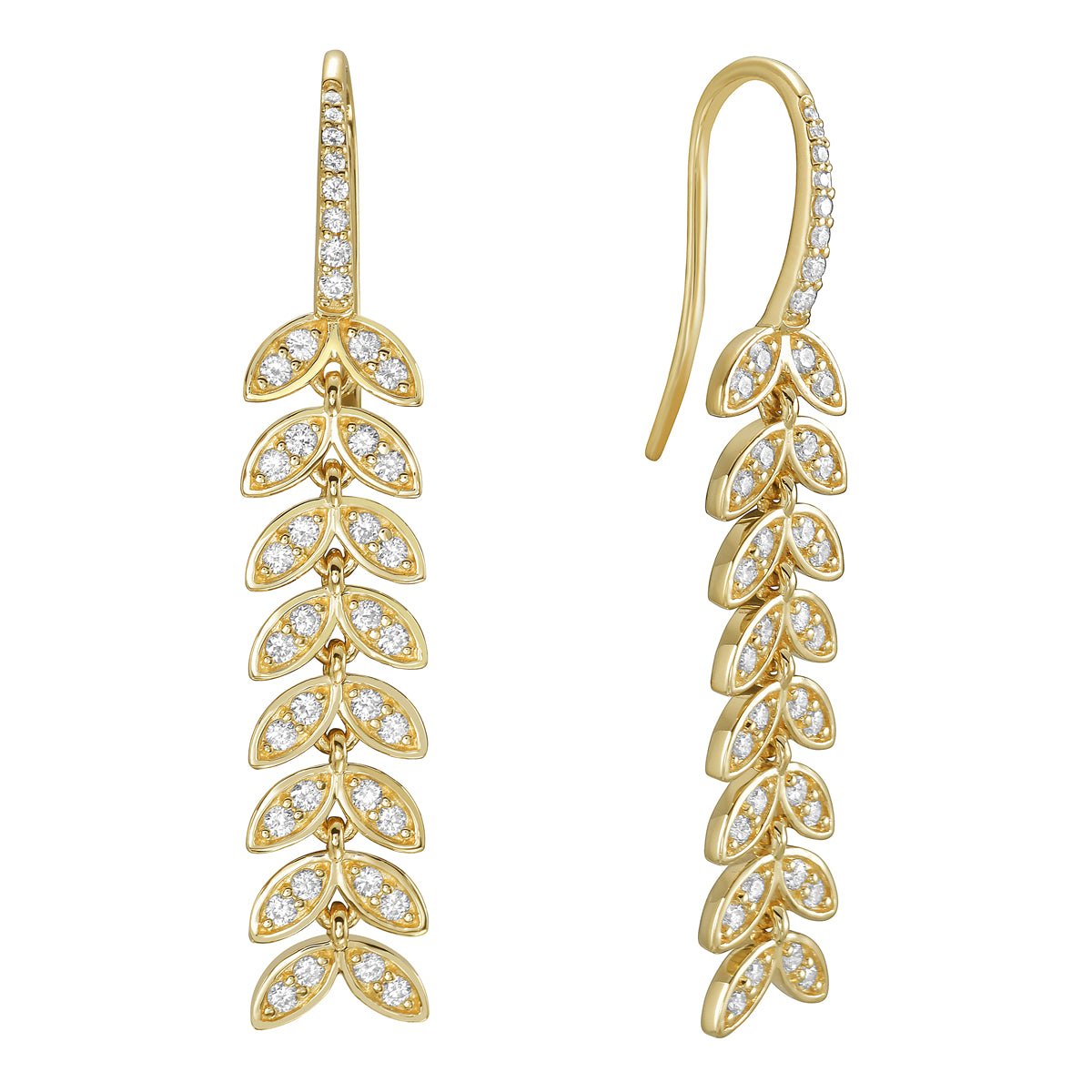 18K Yellow Gold Diamond Earrings, 0.88ct
