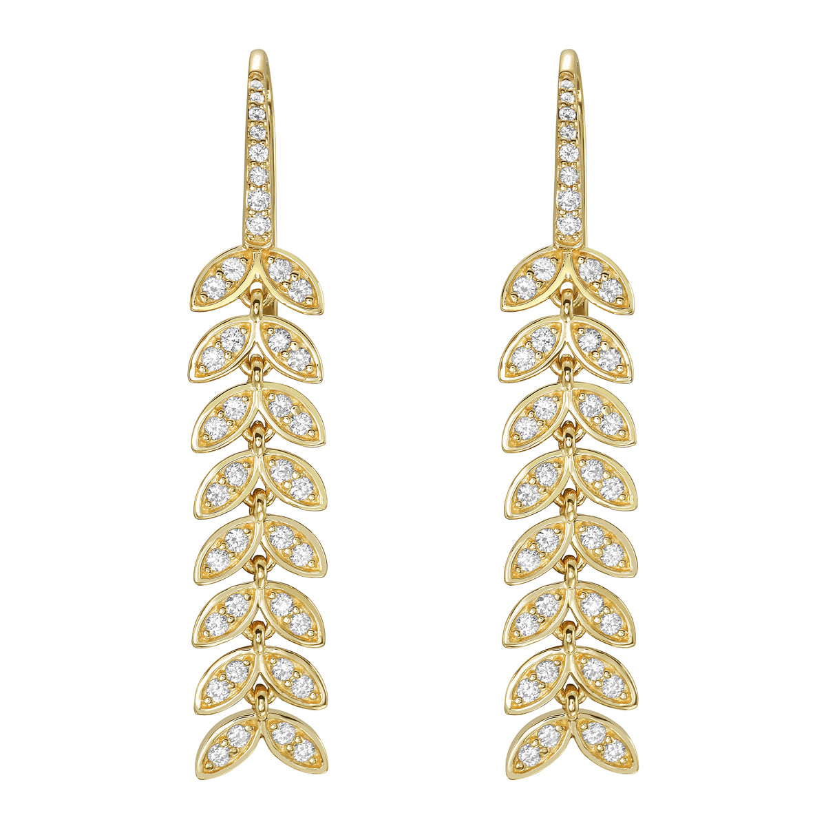 18K Yellow Gold Diamond Earrings, 0.88ct