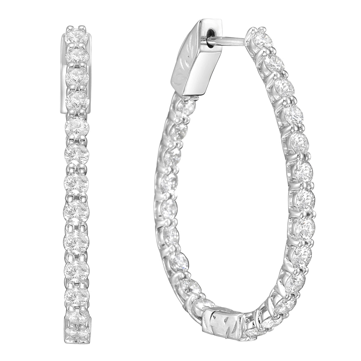 18K White Gold Diamond Earrings, 2.06ct