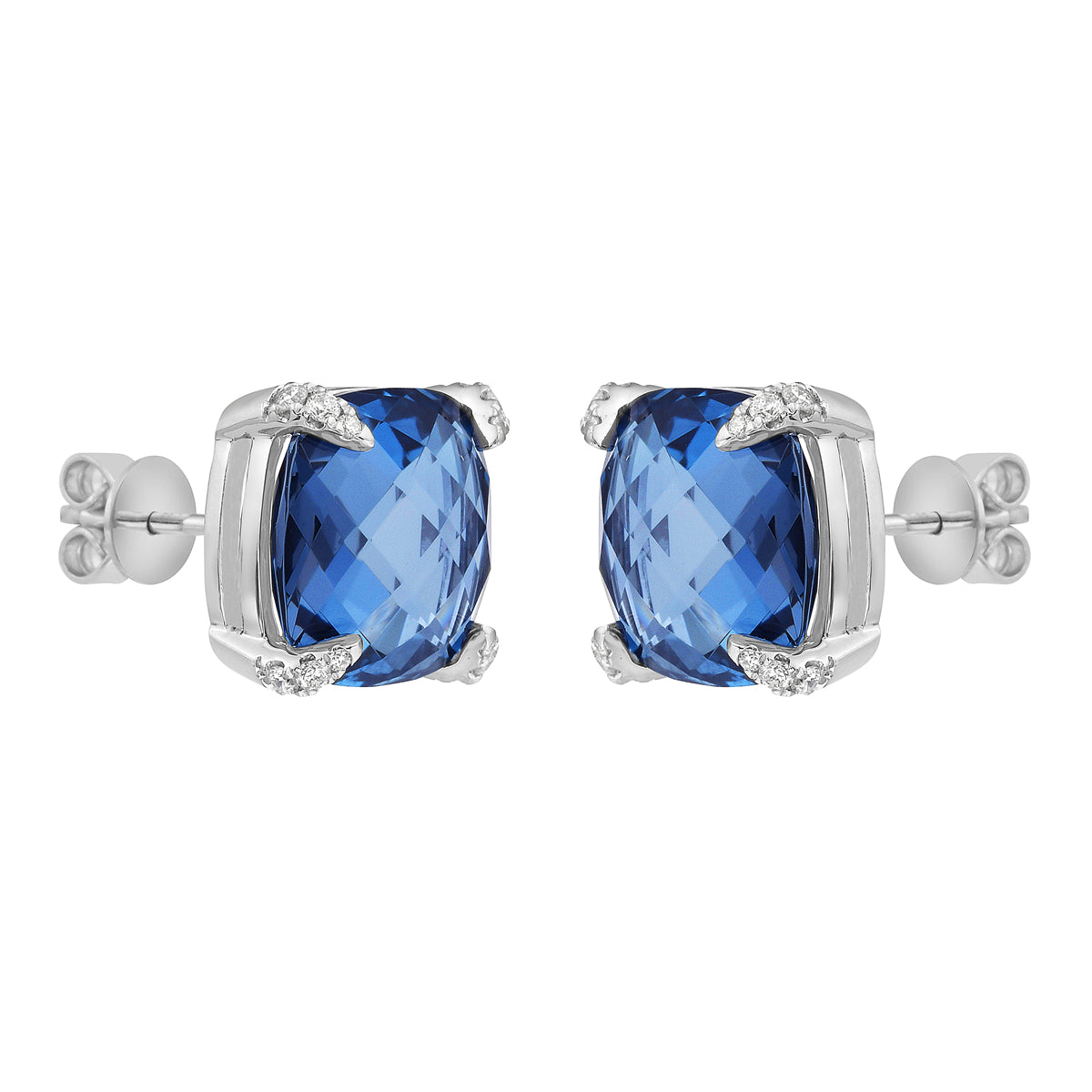 14K White Gold London Blue Topaz Earrings, 9-15mm, 9.15ct