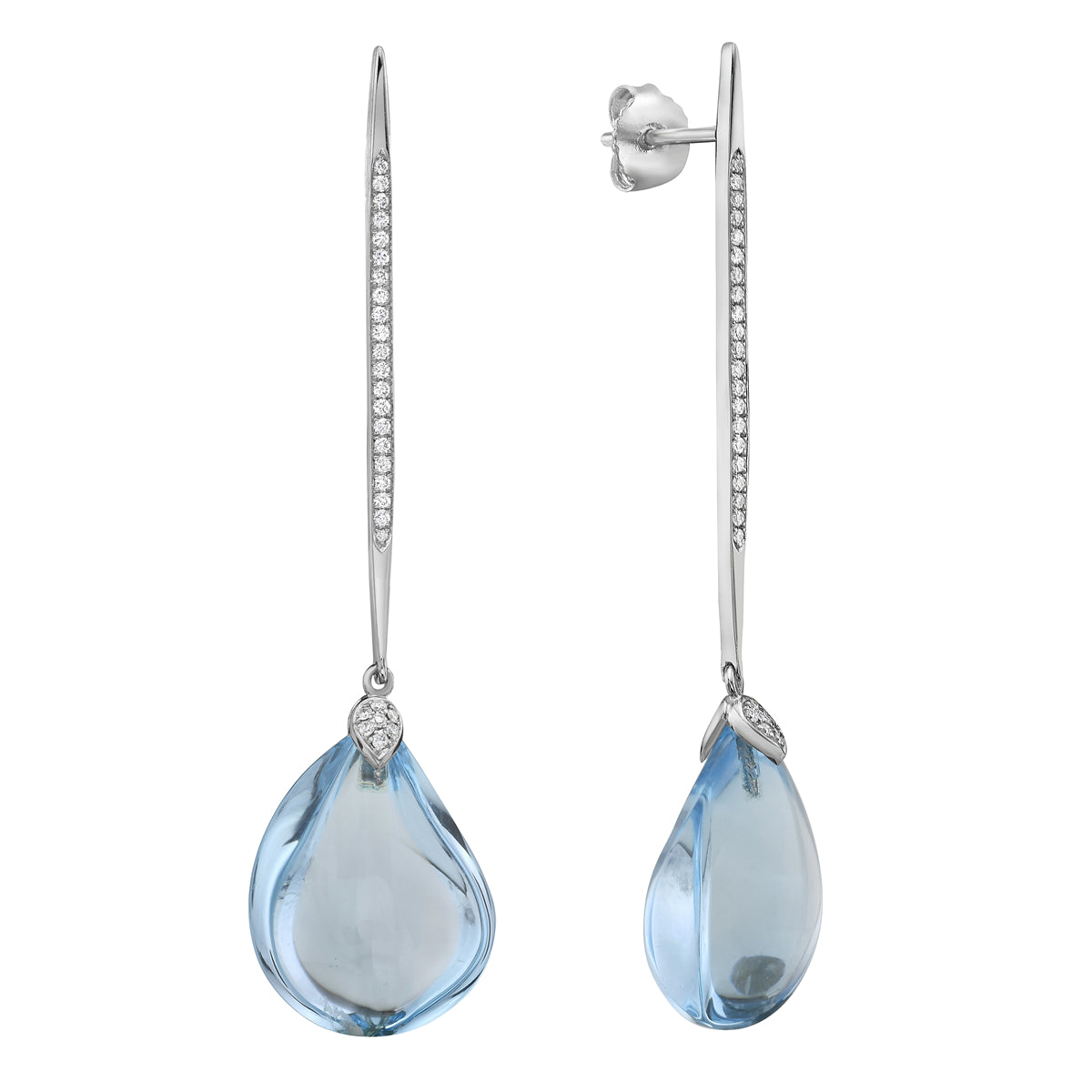 18K White Gold Sky Blue Topaz Earrings, 26.87ct