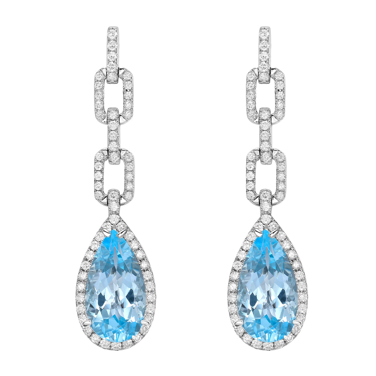 14K White Gold Sky Blue Topaz Earrings, 9.92ct