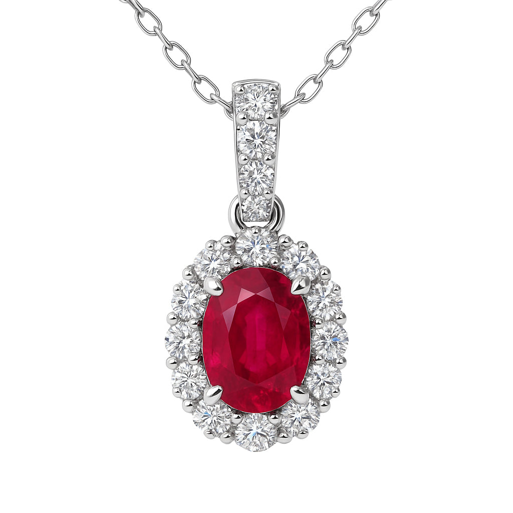 18K White Gold Ruby Pendant, 1.03ct