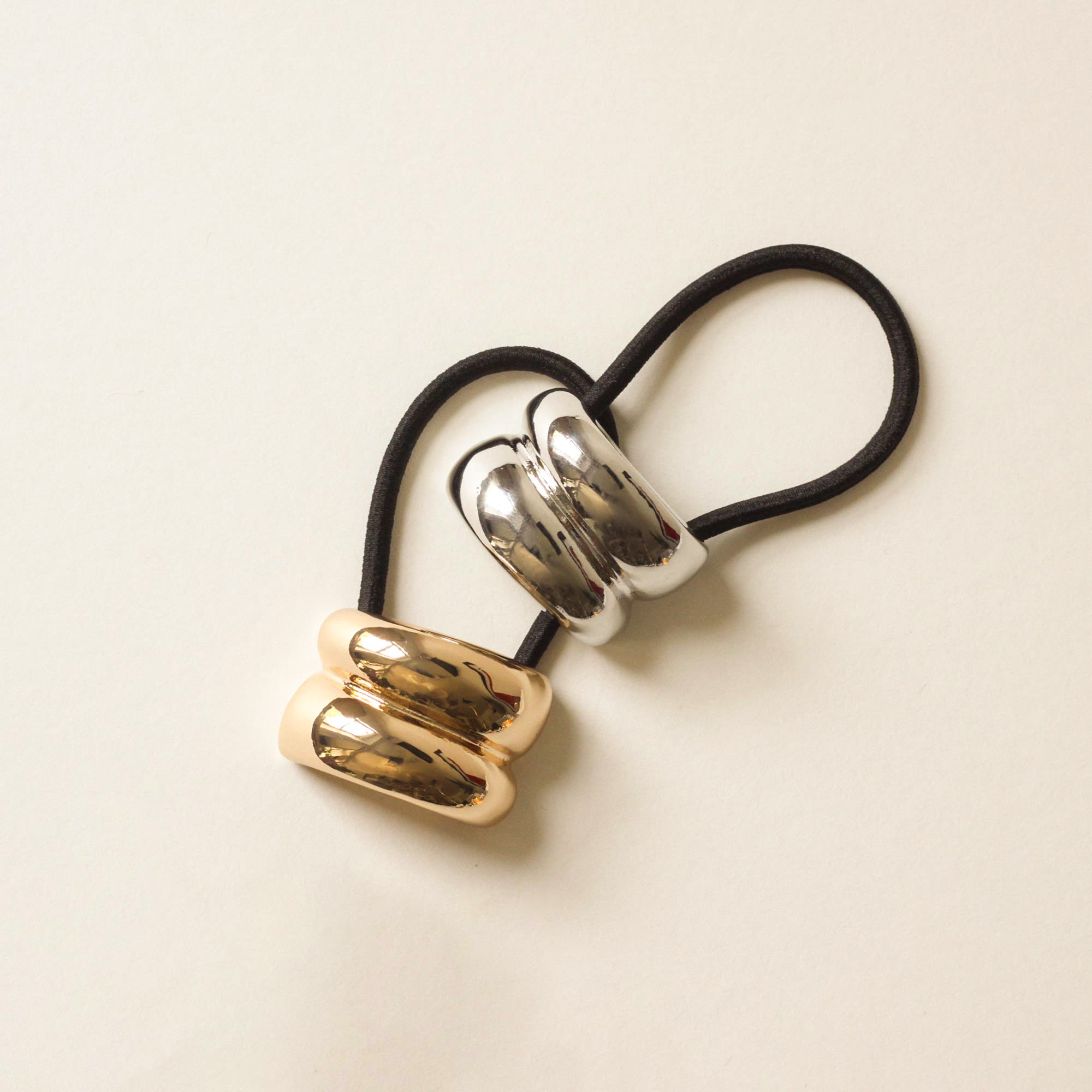 Mini Double Arch Metal Ponytail Hair Tie | Silver