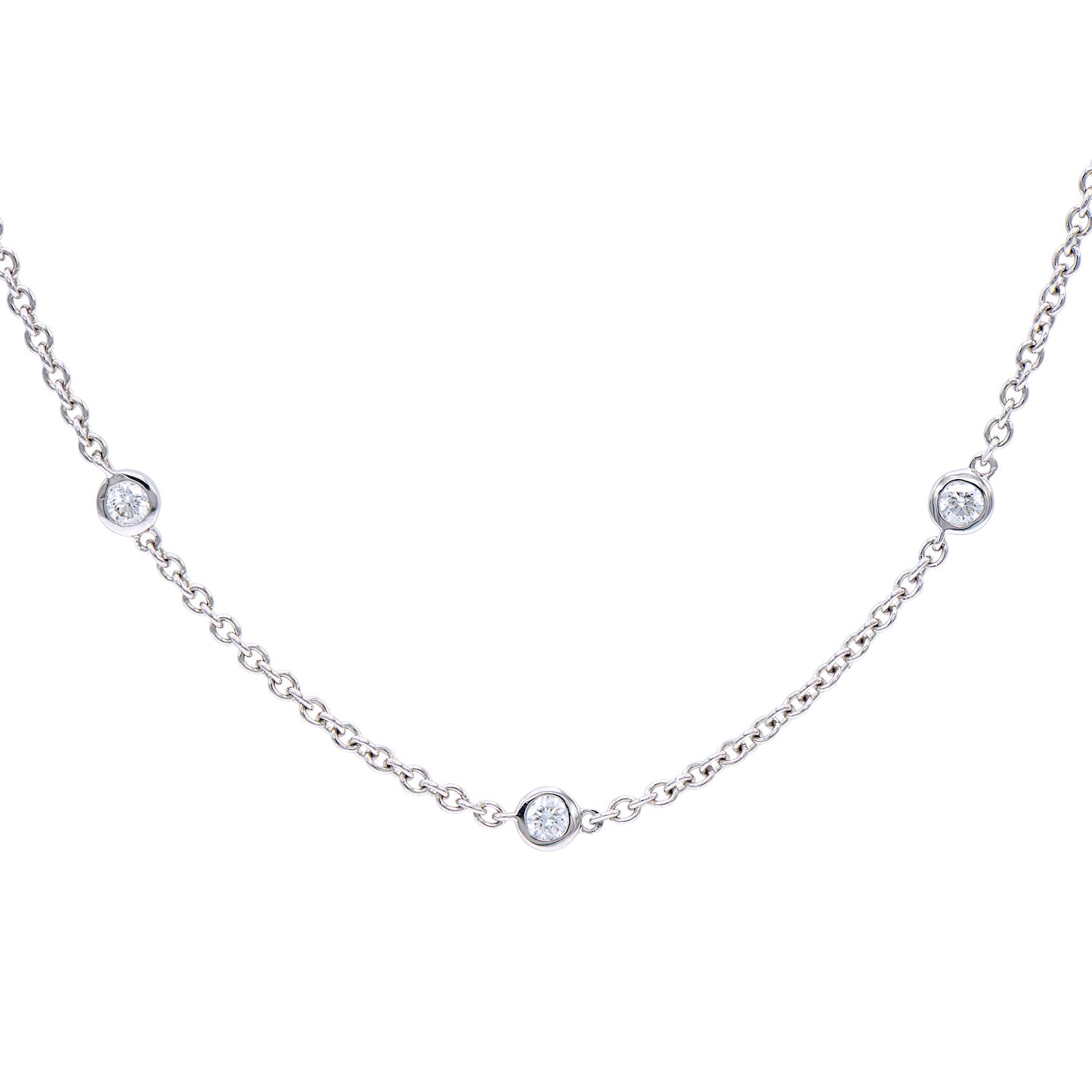 14K White Gold Diamonds By The Yard Bracelet - Large, 0.75ct