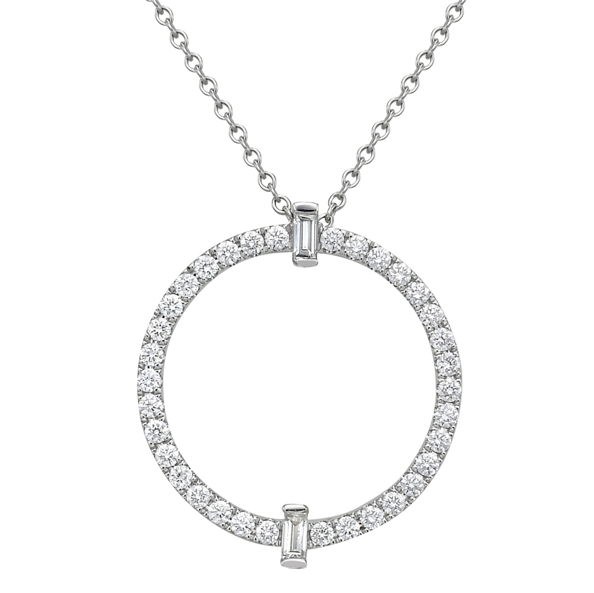 14K White Gold Diamond Necklace, 0.40ct