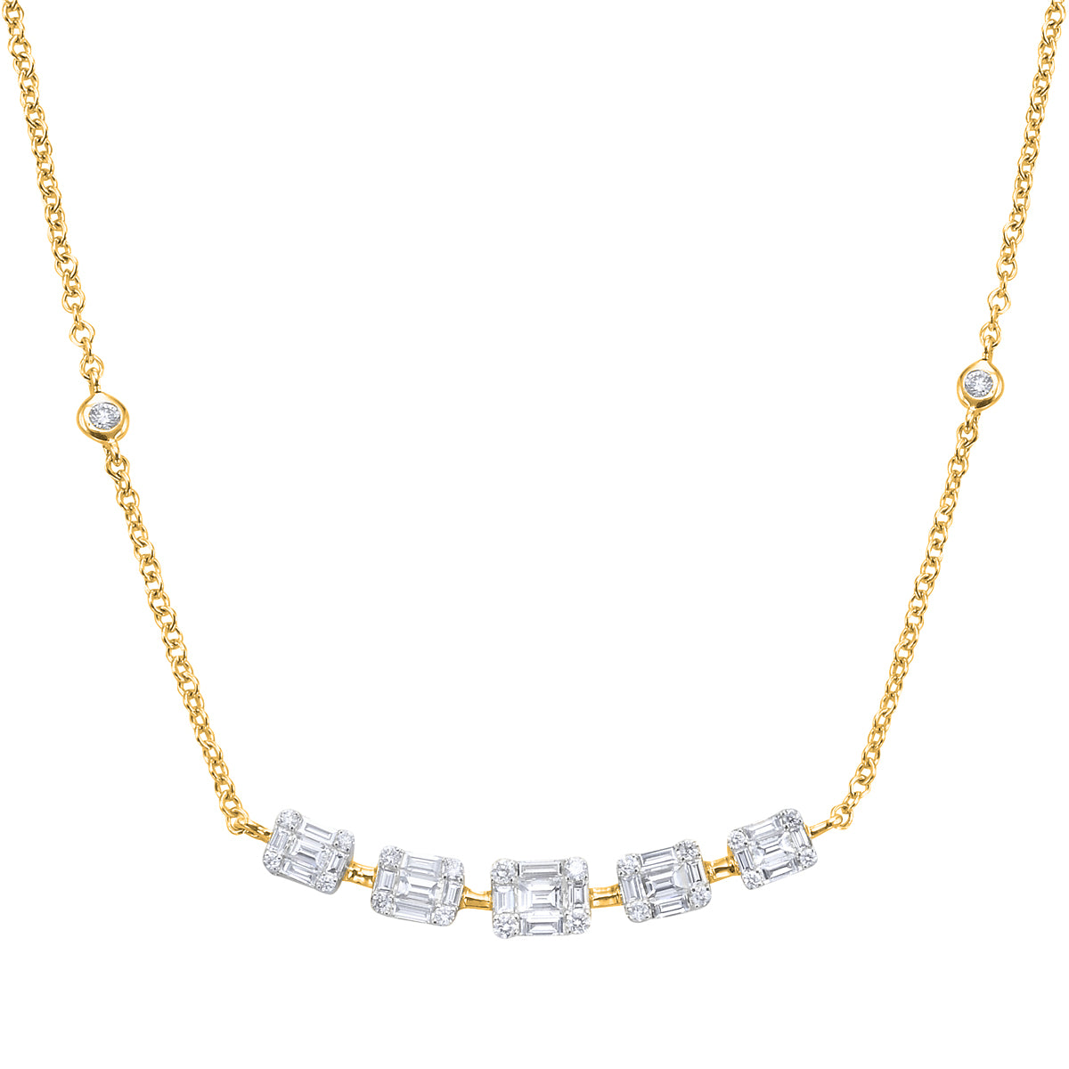 18K Yellow Gold Diamond Necklace, 1.05ct