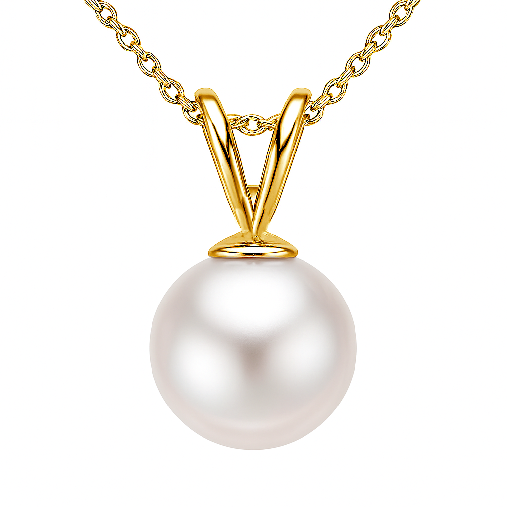 14K Yellow Gold Akoya Pearl 8-9mm Rabbit Ear Pendant
