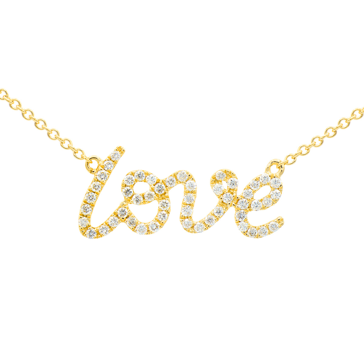 14K Yellow Gold Love Diamond Pendant, 0.16ct