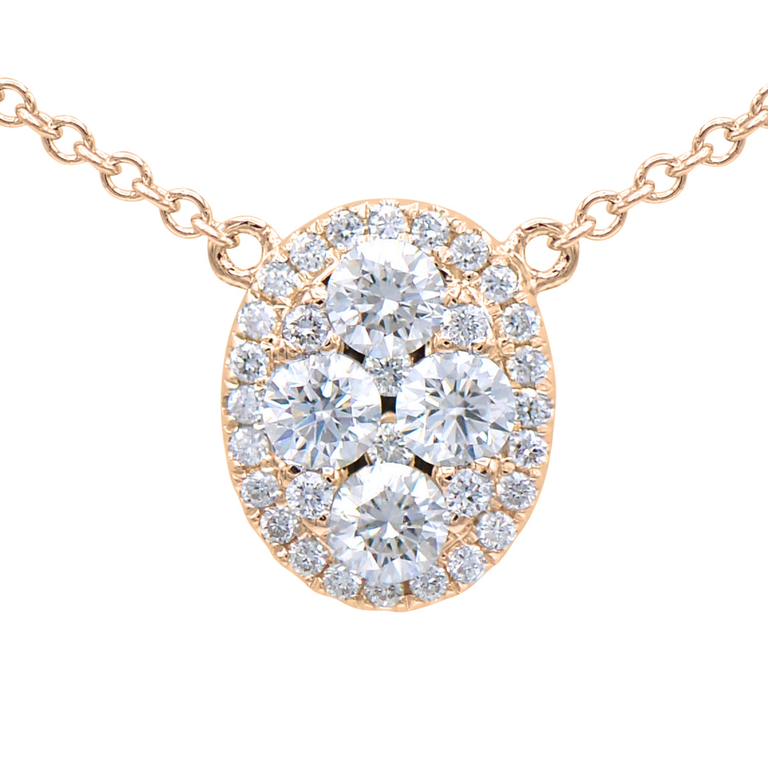 Yellow Gold Oval Cluster Necklace