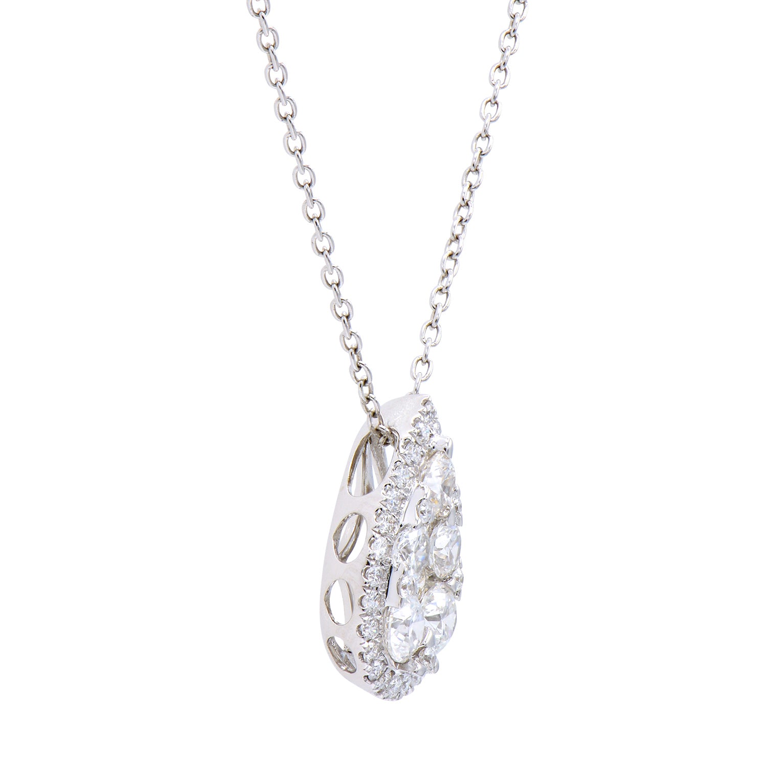 14K White Gold Pear Cluster Pendant