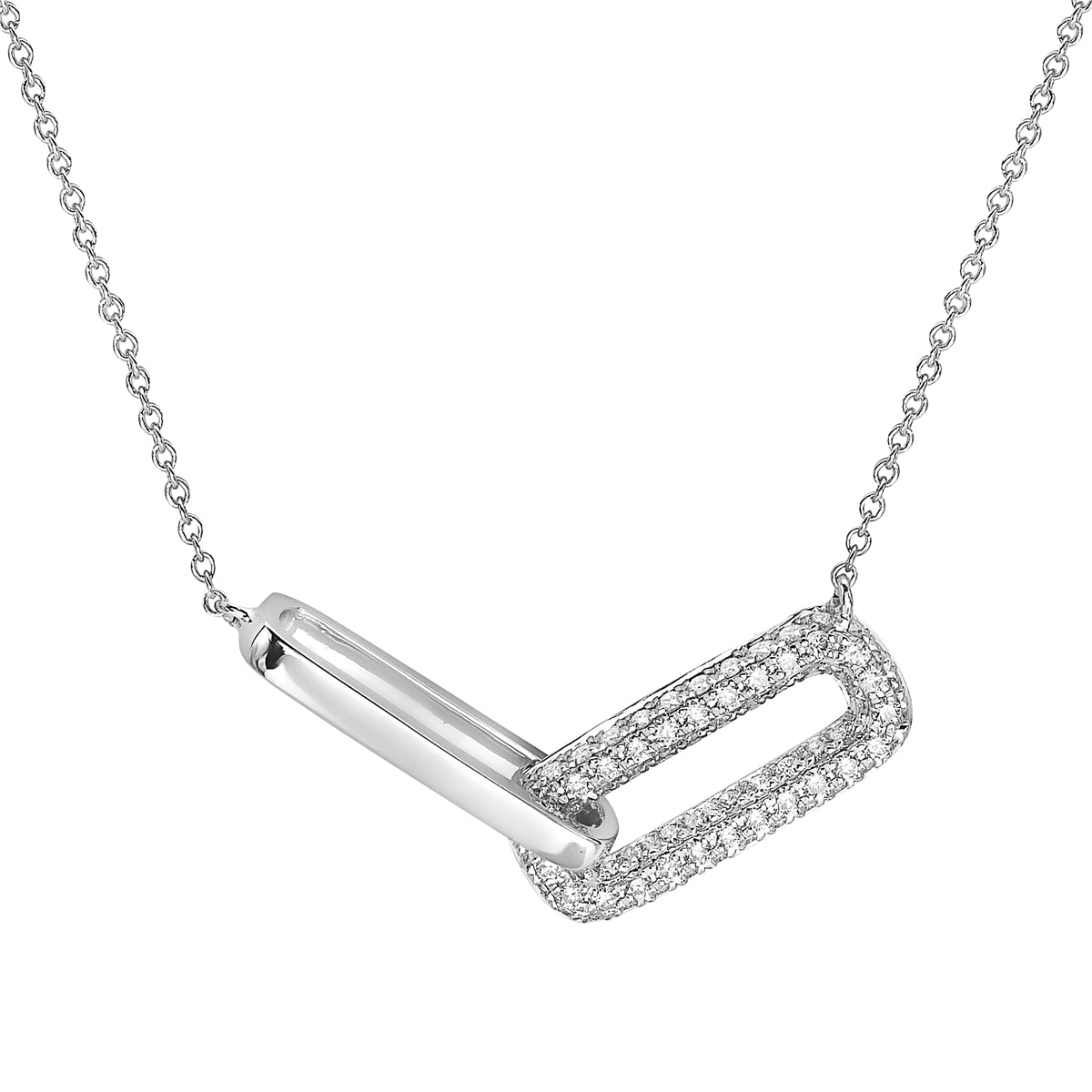 14K White Gold Diamond Hugs Pendant, 0.49ct