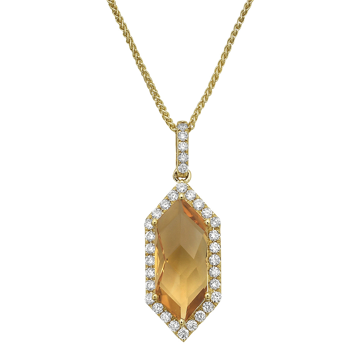 14K Yellow Gold Citrine Pendant, 2.23ct