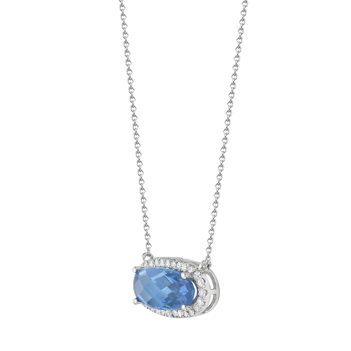 14K White Gold Swiss Blue Topaz Pendant, 2.74ct