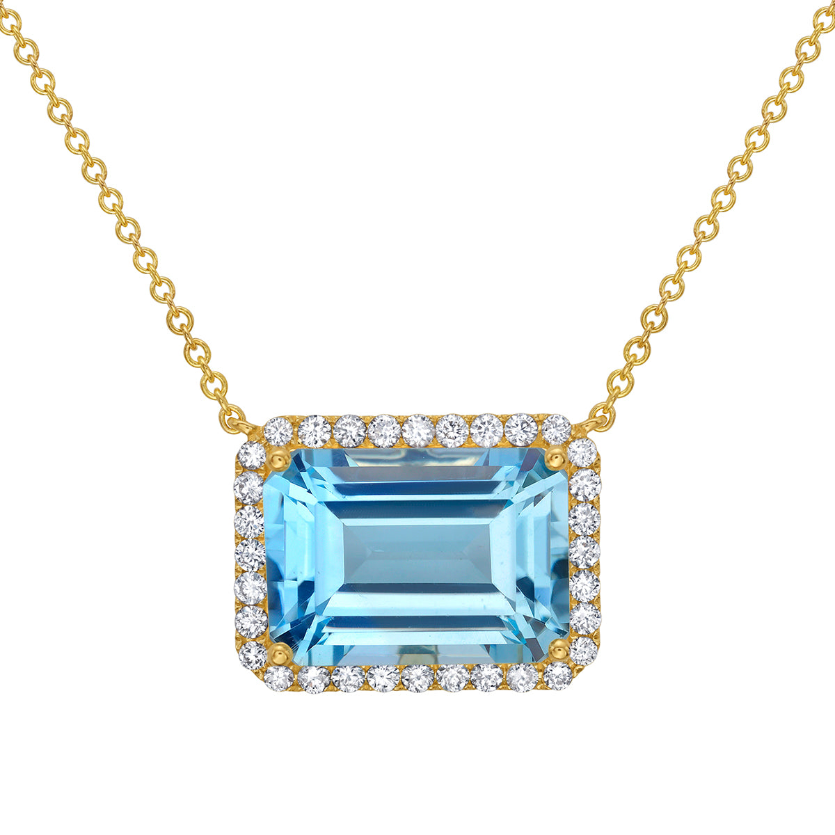 14K Yellow Gold Sky Blue Topaz Pendant, 9.72ct