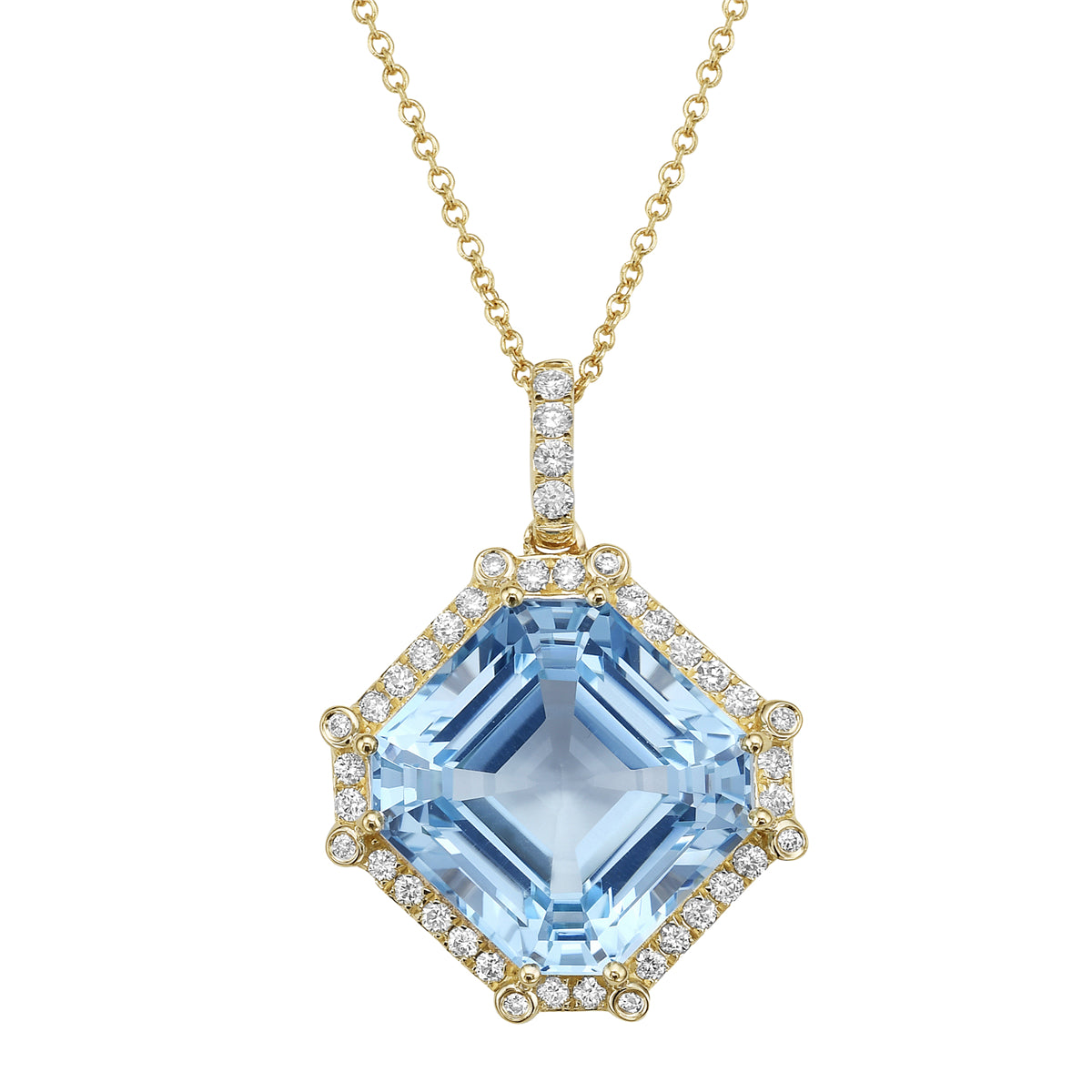 14K Yellow Gold Sky Blue Topaz Pendant, 17.21ct