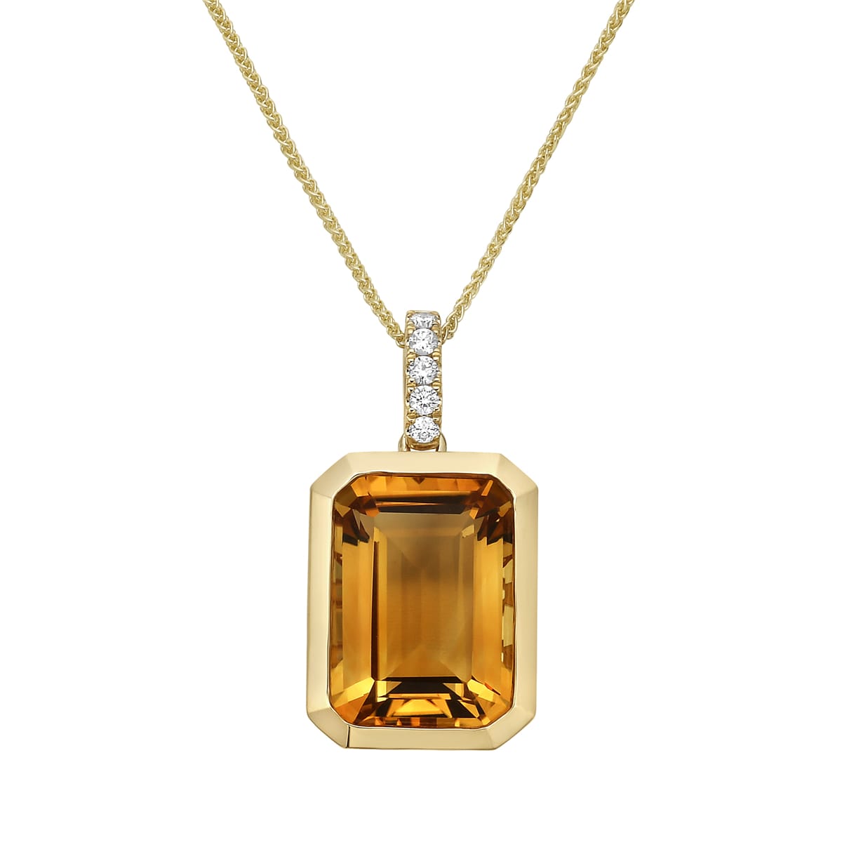 14K Yellow Gold Citrine Pendant, 7.03ct