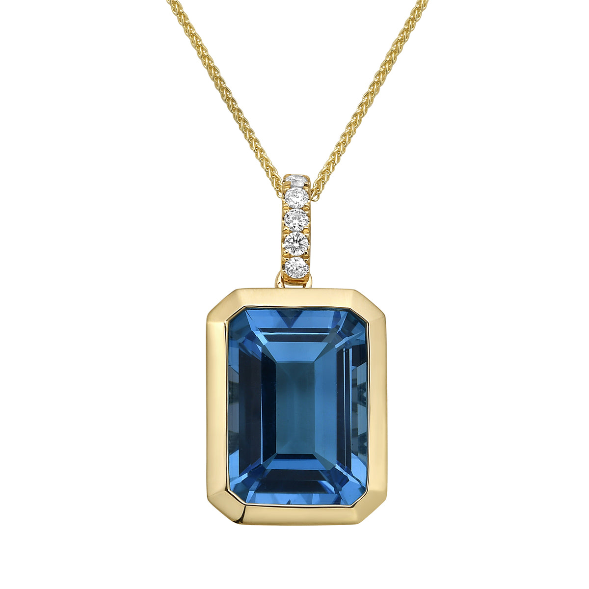 14K Yellow Gold Swiss Blue Topaz Pendant, 8.5ct
