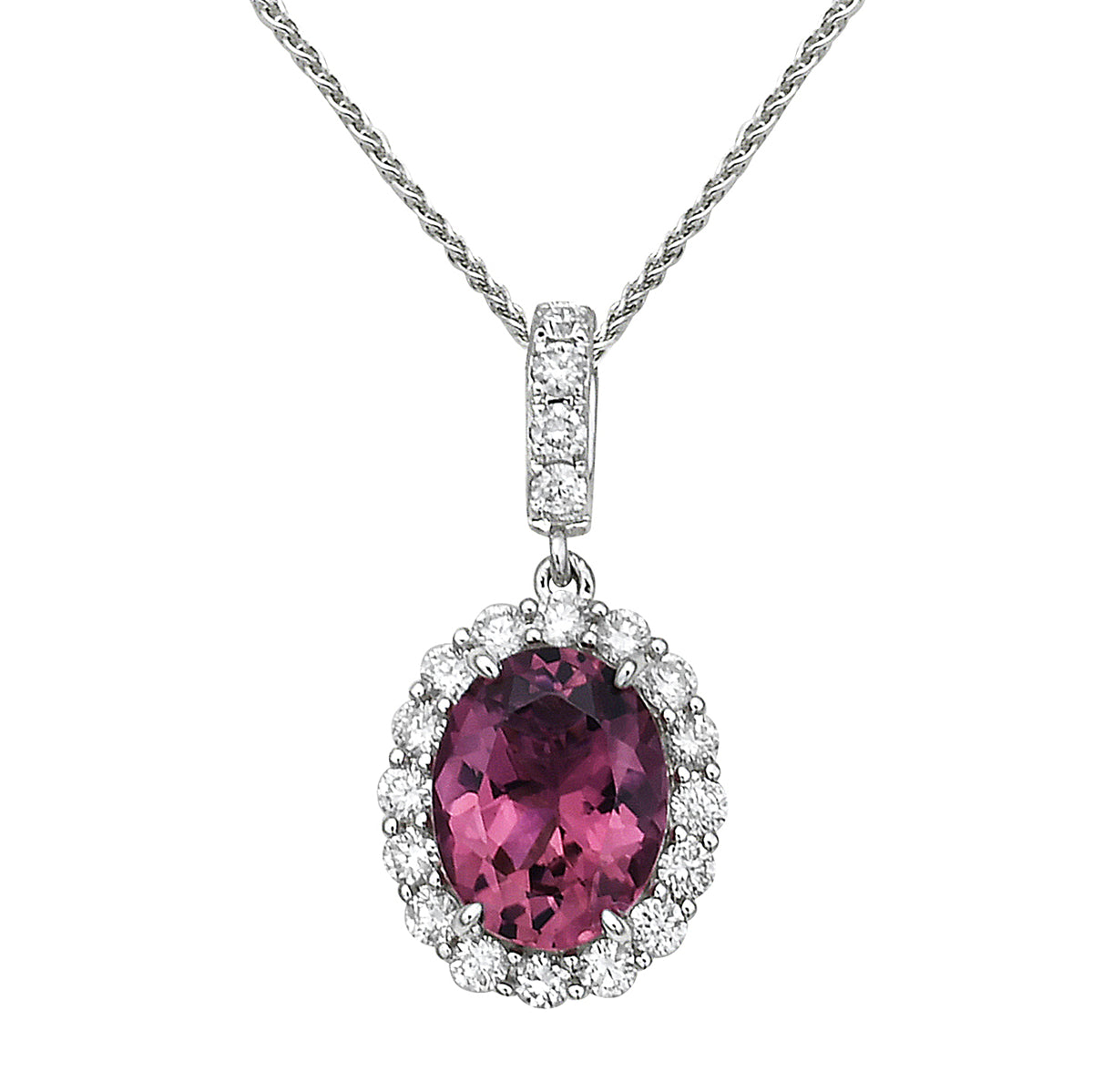 14K White Gold Pink Tourmaline Pendant, 1.89ct