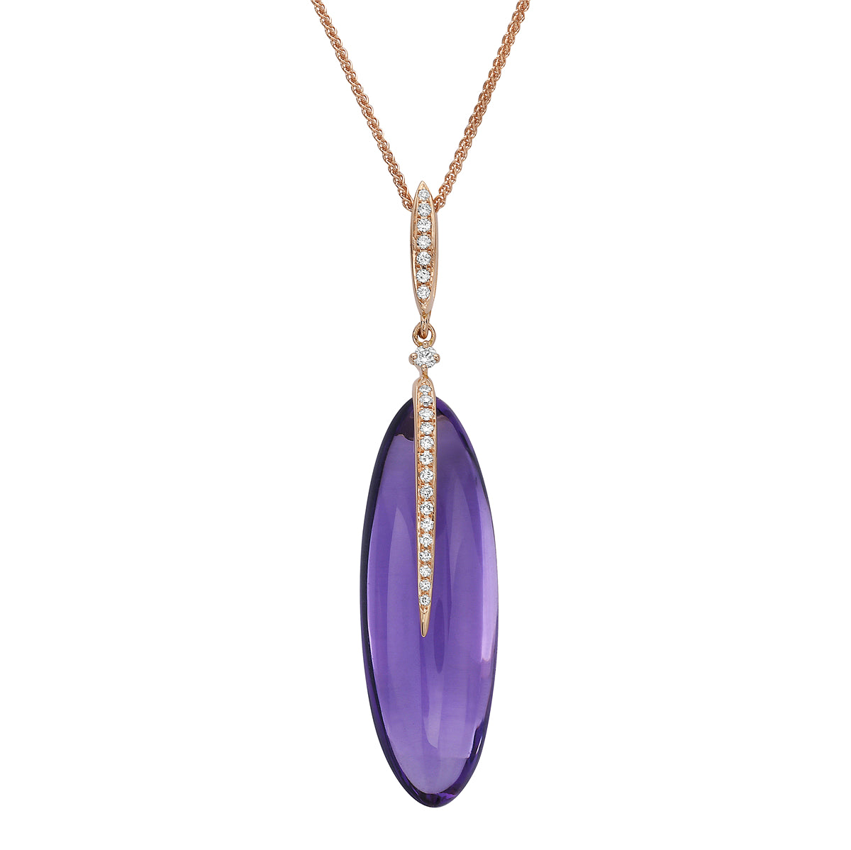 18K Rose Gold Amethyst Pendant, 15.02ct