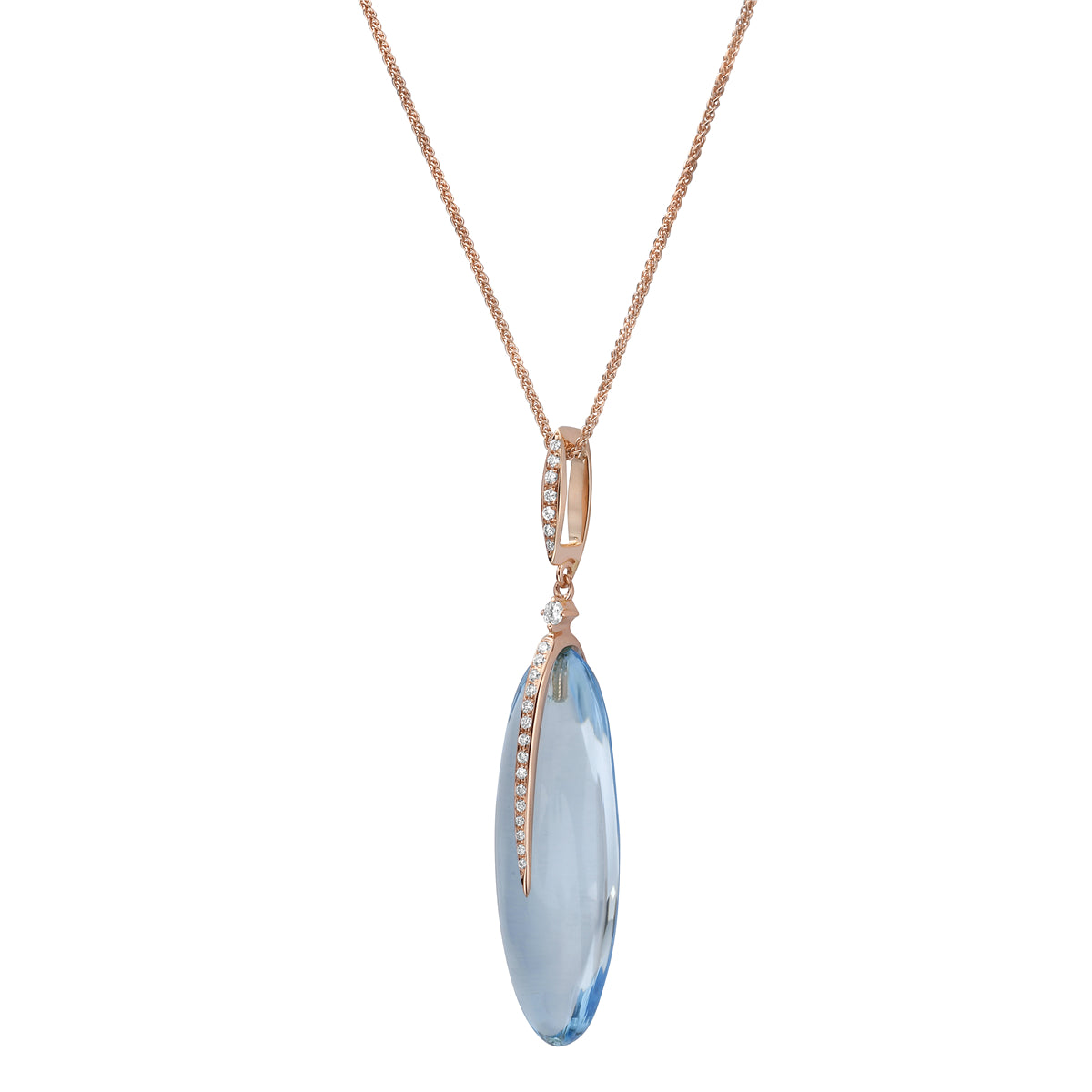 18K Rose Gold Sky Blue Topaz Pendant, 19.72ct