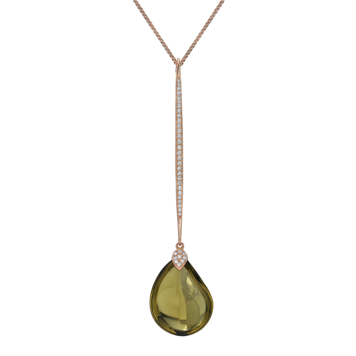 18K Rose Gold Olive Quartz Pendant, 10.76ct