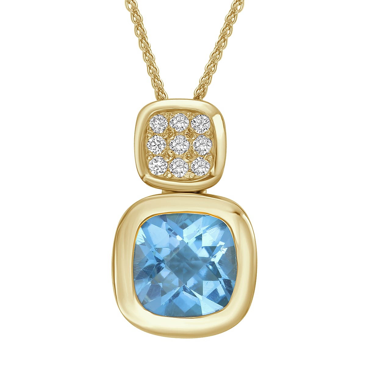 14K Yellow Gold Swiss Blue Topaz Pendant, 0.54ct