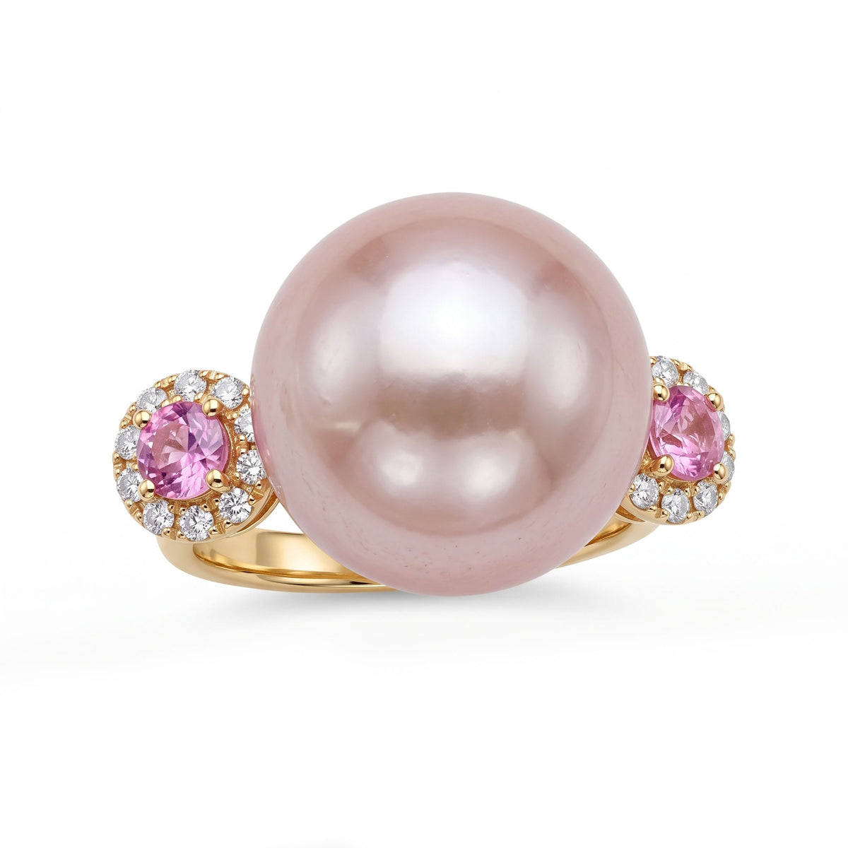 18K White Gold Freshwater Pearl Ring, 15-16mm, 0.21ct