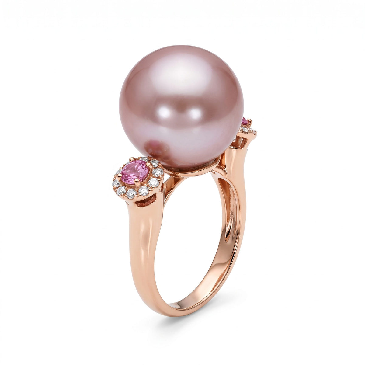 18K White Gold Freshwater Pearl Ring, 15-16mm, 0.21ct