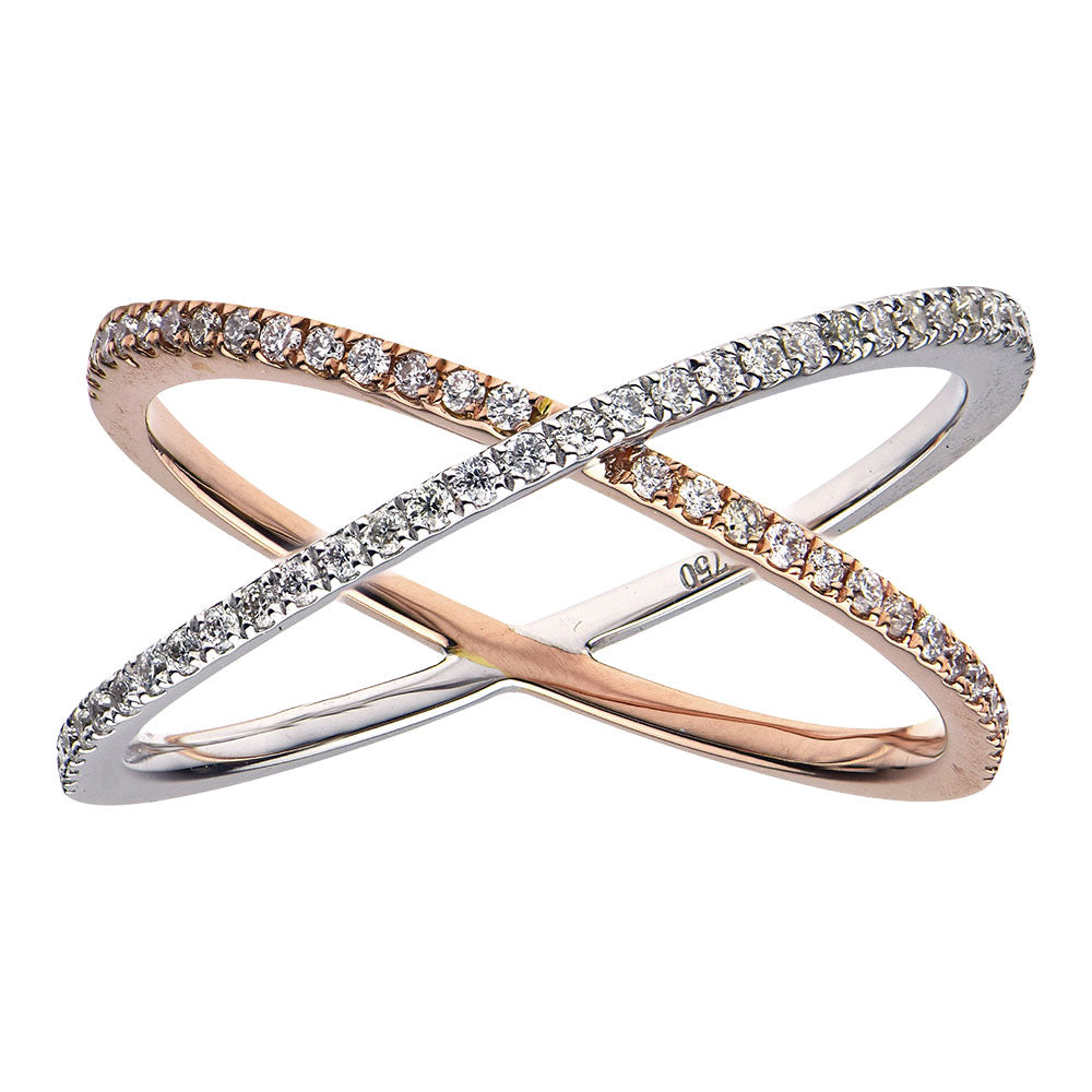 14K White and Rose Gold X Ring, 0.24ct