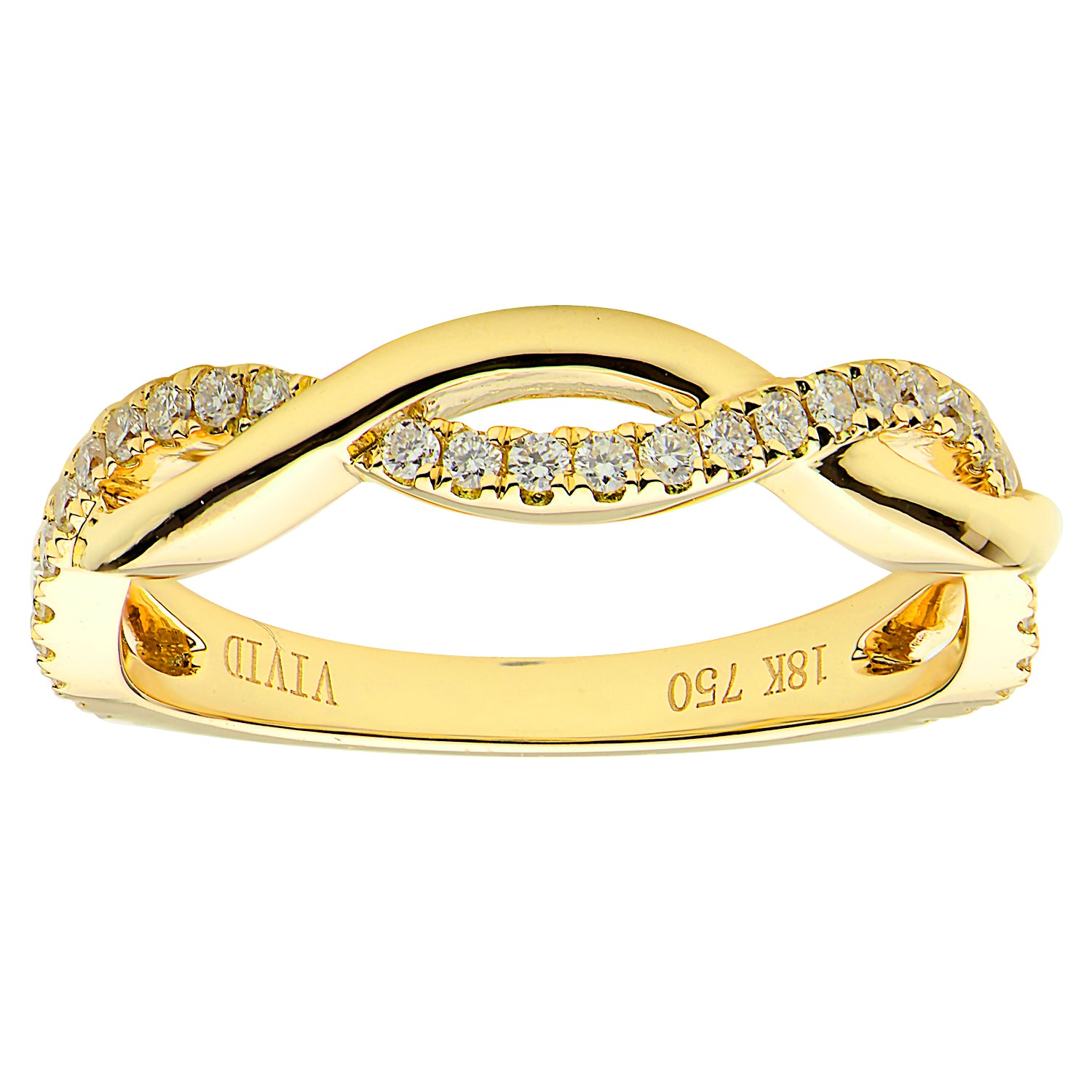 14K Yellow Gold Diamond Wave Ring