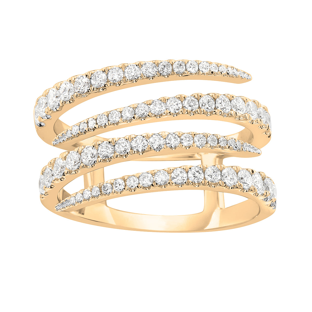 Yellow Gold Diamond Bypass Rows Ring