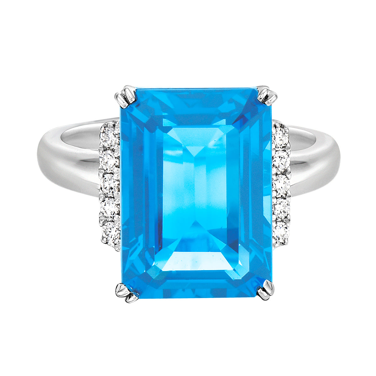14K White Gold Sky Blue Topaz Ring, 8.72ct