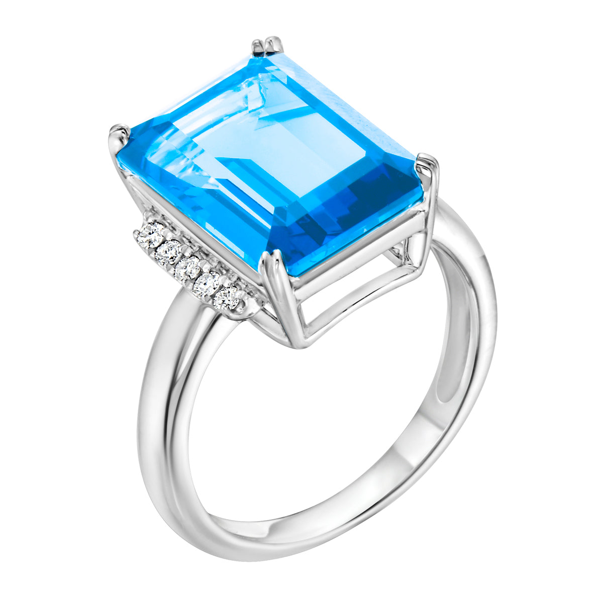 14K White Gold Sky Blue Topaz Ring, 8.72ct