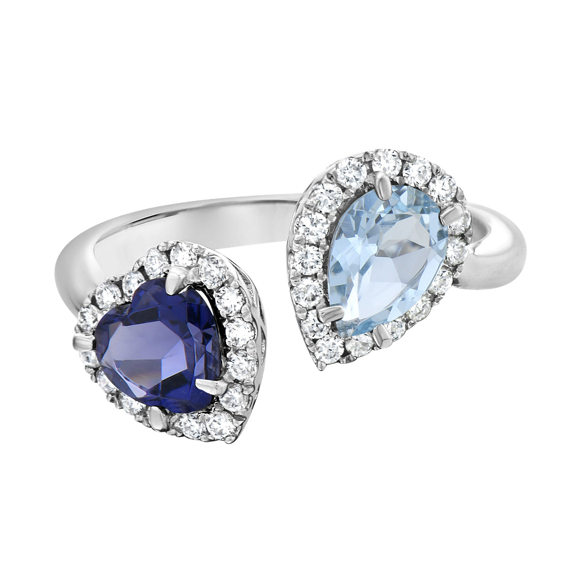 14K White Gold Aquamarine Iolite Ring, 3.4g, 1.2ct