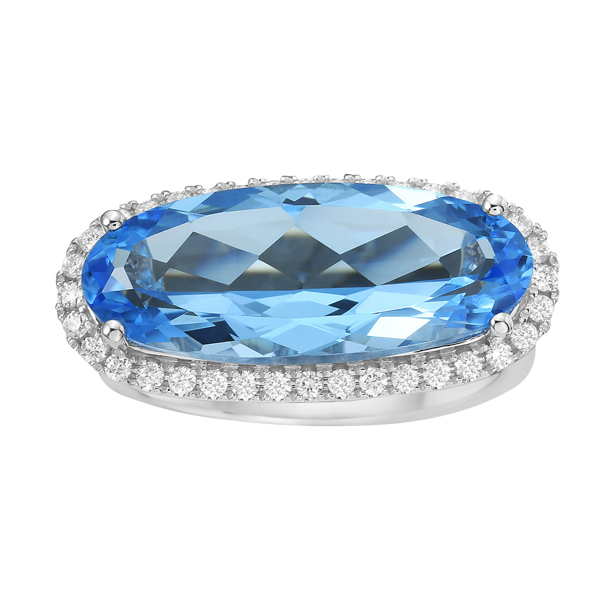 14K White Gold Swiss Blue Topaz Ring, 5.45ct