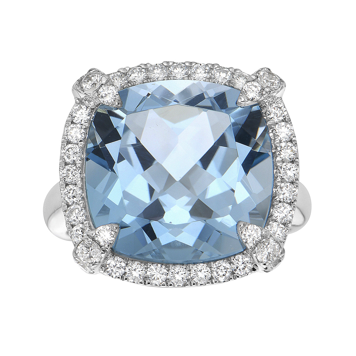 14K White Gold Swiss Blue Topaz Ring, 14mm, 15.61ct